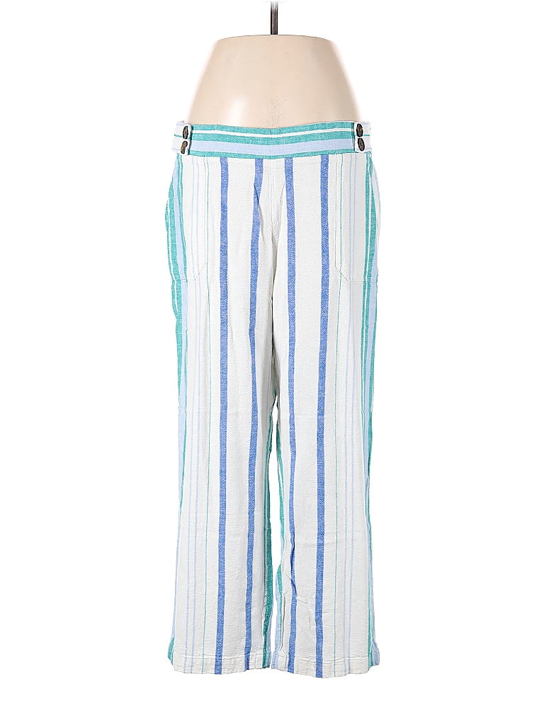 Ellen Tracy Blue & White Linen Striped Pants Trousers Size Large