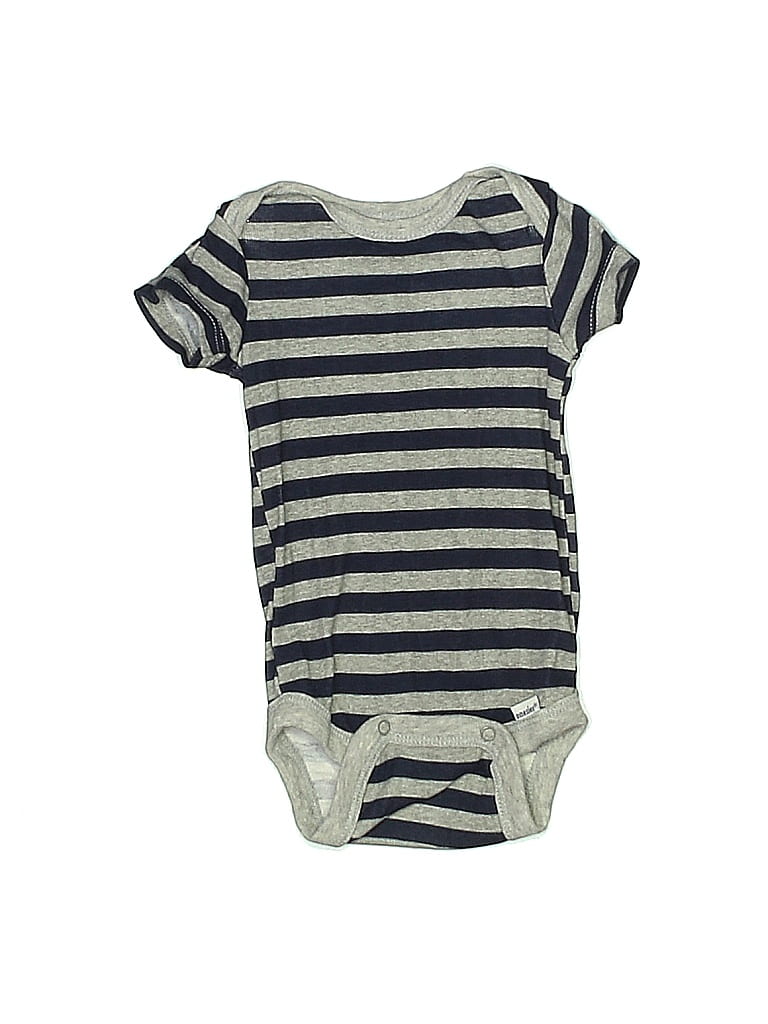 Gerber 100% Cotton Stripes Gray Short Sleeve Onesie Size 0-3 mo - photo 1