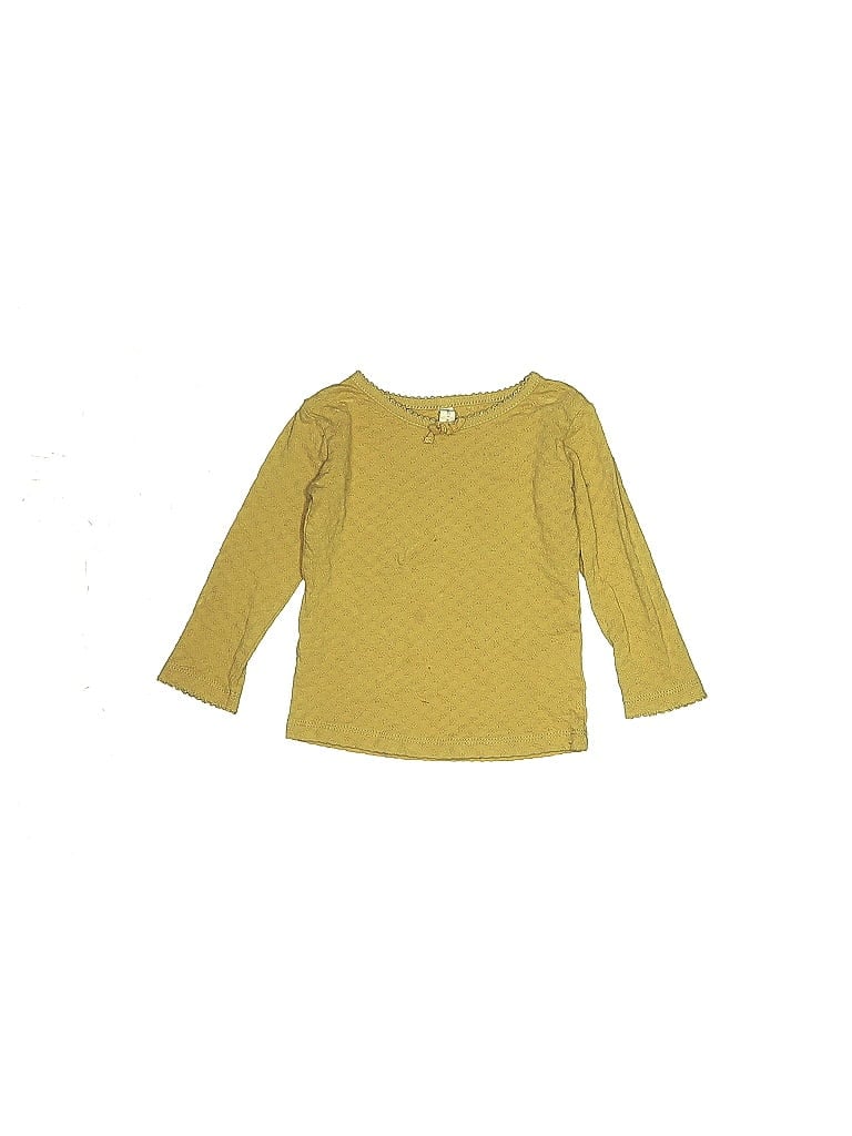 QUINCY MAE 100% Organic Cotton Chevron-herringbone Yellow Short Sleeve T-Shirt Size 6-12 mo - photo 1