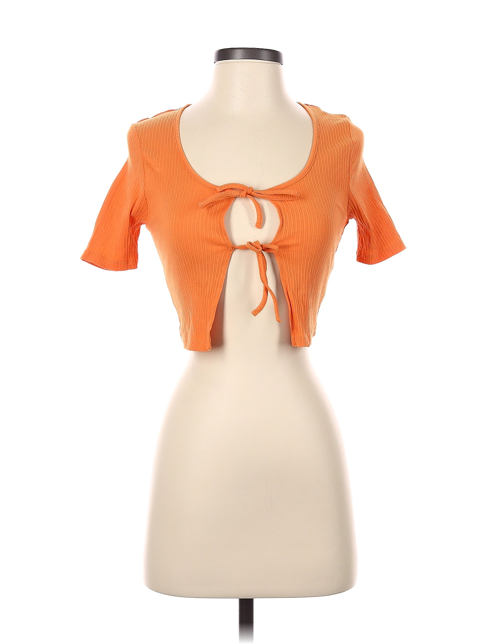 Oneill Solid Orange Short Sleeve Blouse Size Xs 52 Off Thredup