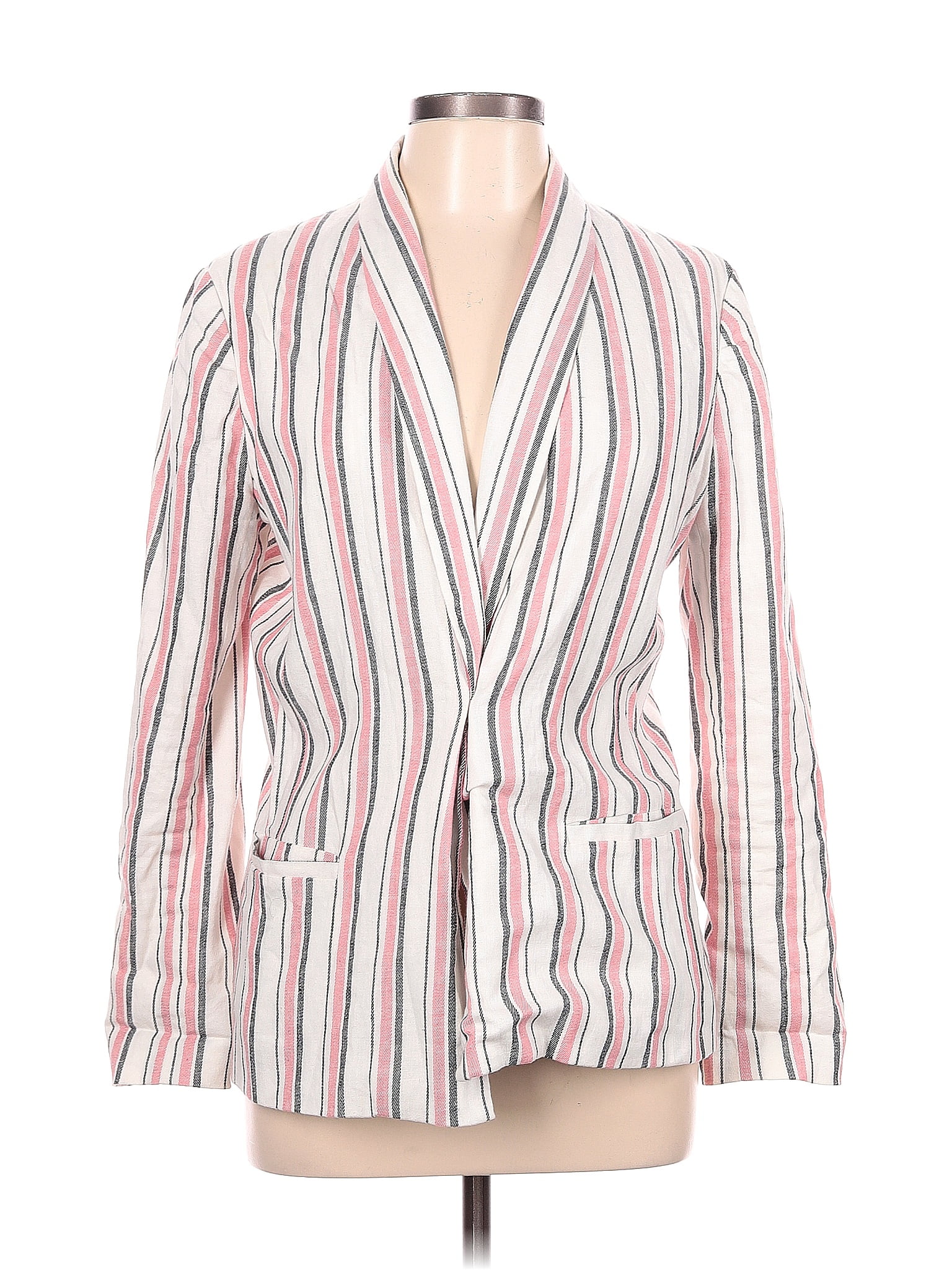 Adrienne Vittadini Stripes White Blazer Size L - 81% off