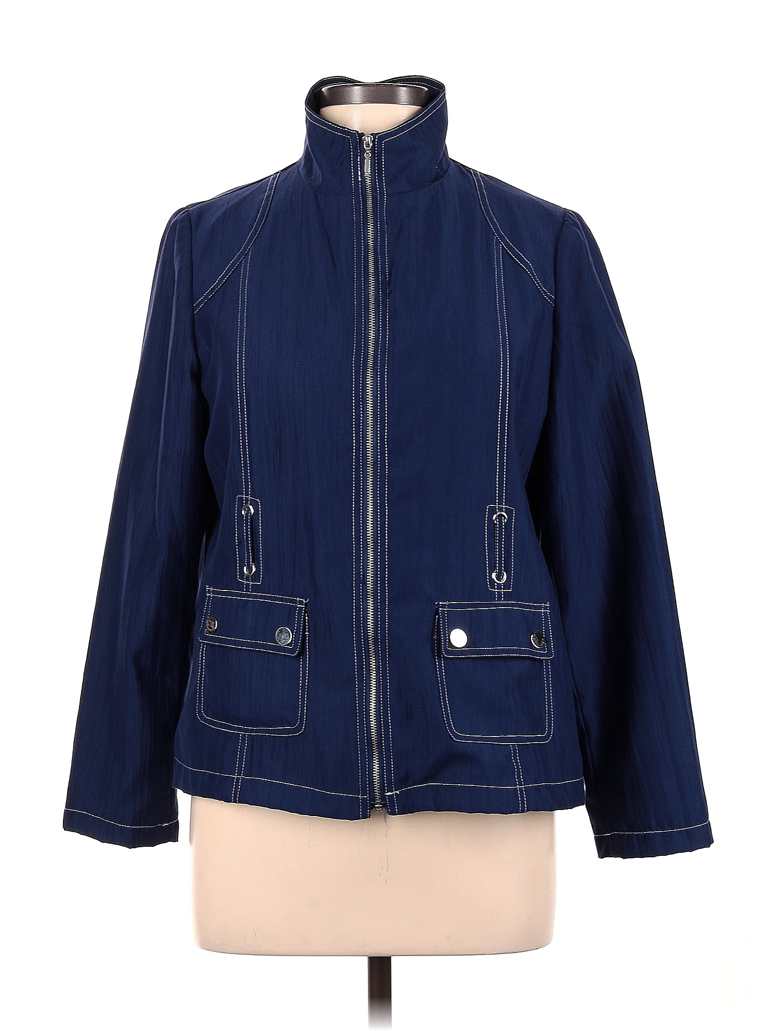 Monterey Bay Clothing Company 100 Polyester Solid Navy Blue Jacket