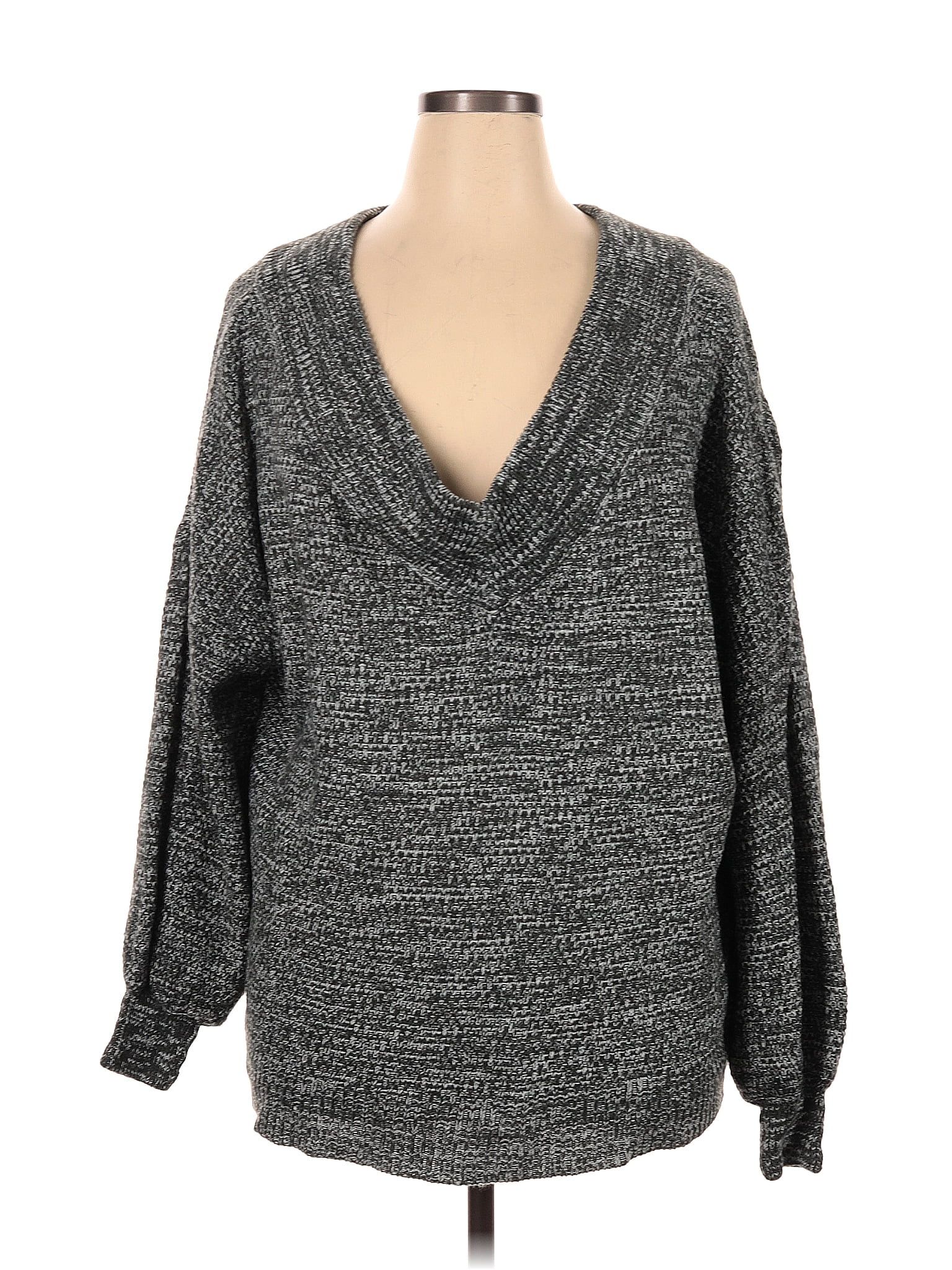 Zenana Outfitters 100% Acrylic Marled Gray Pullover Sweater Size S