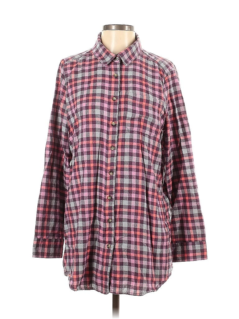 Pre-owned Free Press Long Sleeve Button Down Shirt In Burgundy