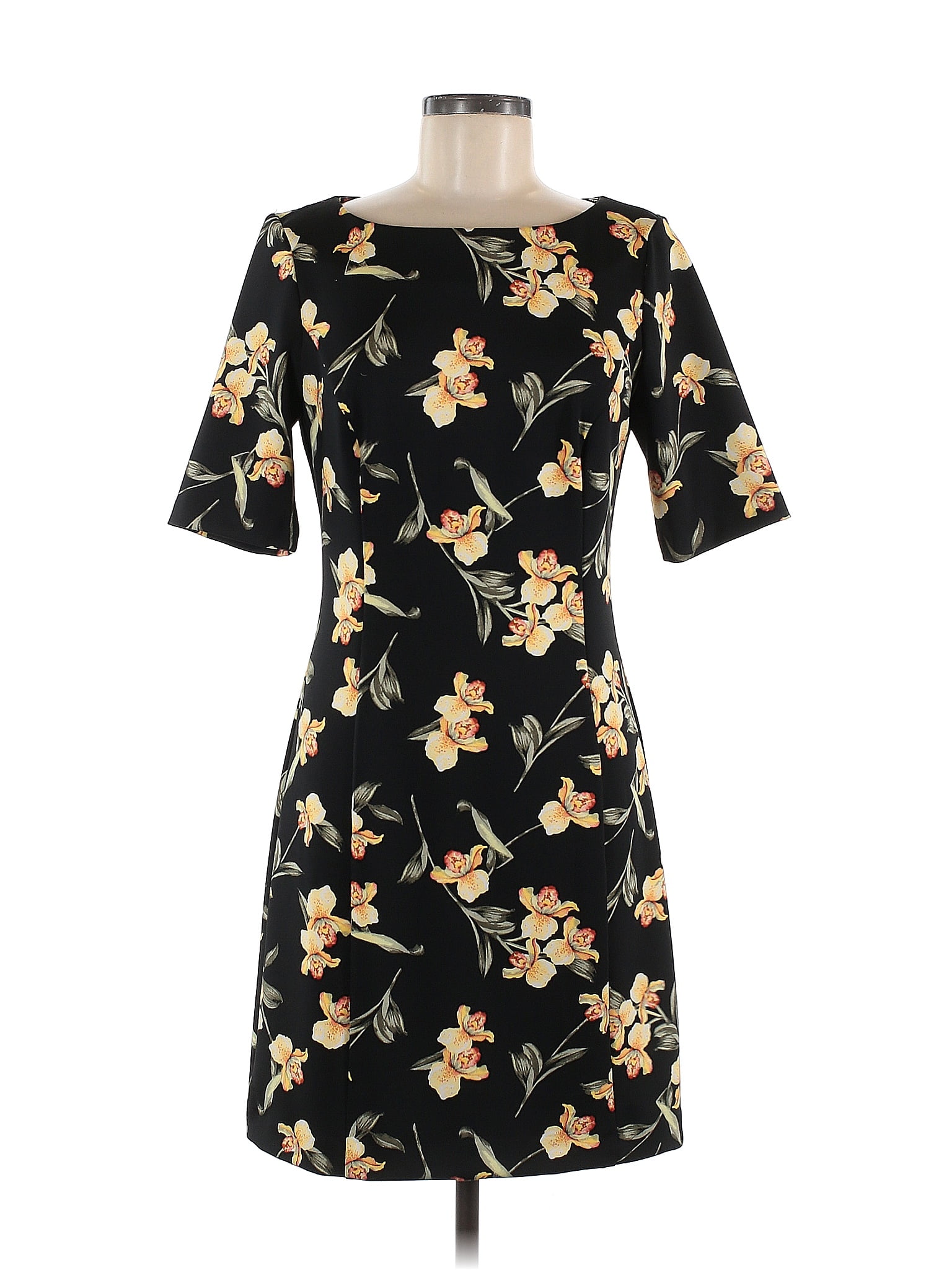 White House Black Market Floral Black Casual Dress Size 8 69 off