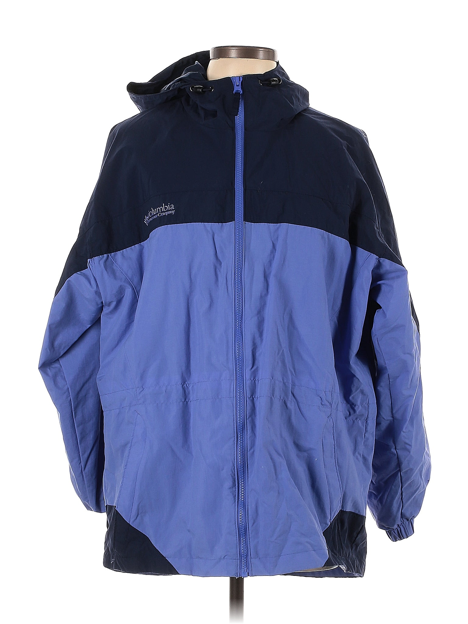 Columbia 100% Nylon Solid Blue Windbreaker Size L - 55% off | ThredUp