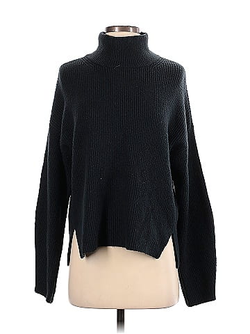 Abercrombie & Fitch Color Block Solid Teal Black Turtleneck Sweater Size S  - 66% off