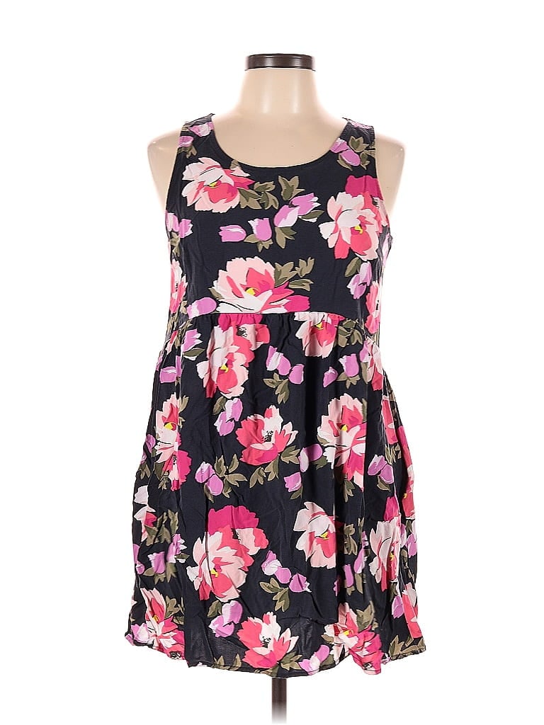 Old Navy 100% Rayon Floral Floral Motif Black Casual Dress Size L - photo 1