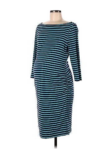 Gap - Maternity Stripes Multi Color Blue Casual Dress Size L (Maternity) -  67% off