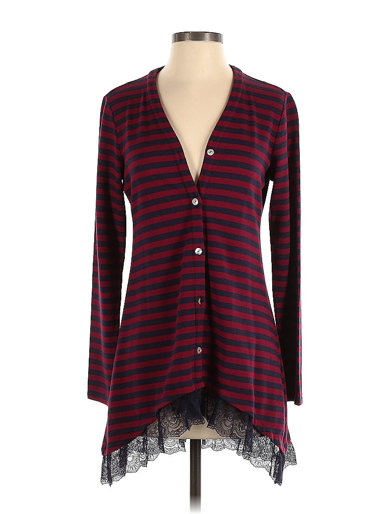 Logo By Lori Goldstein Stripes Multi Color Burgundy Thermal Top Size S