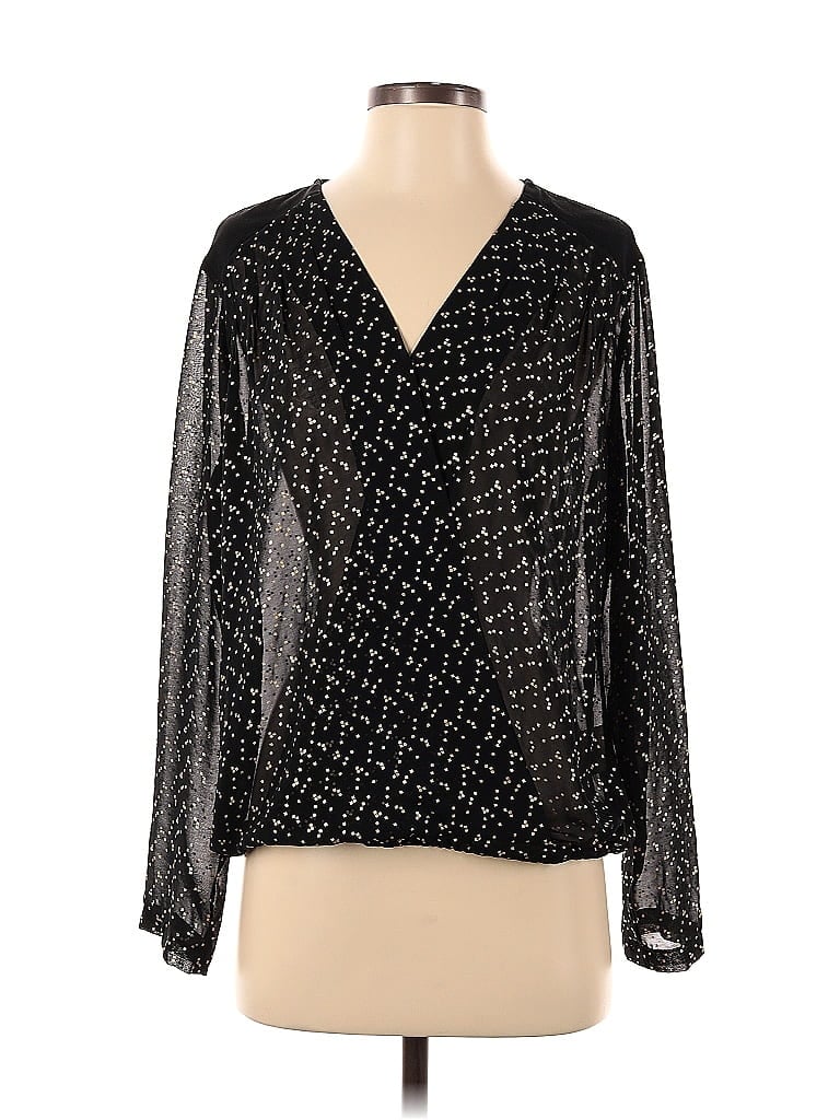 Pre-owned Ellen Tracy Long Sleeve Blouse In Black