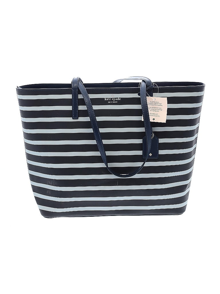 Kate Spade New York Stripes Multi Color Blue Leather Tote One Size - 62 ...