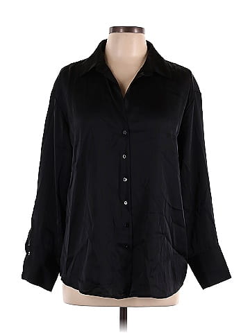 Torrid 100% Polyester Solid Black Long Sleeve Blouse Size Lg Plus (0)  (Plus) - 61% off