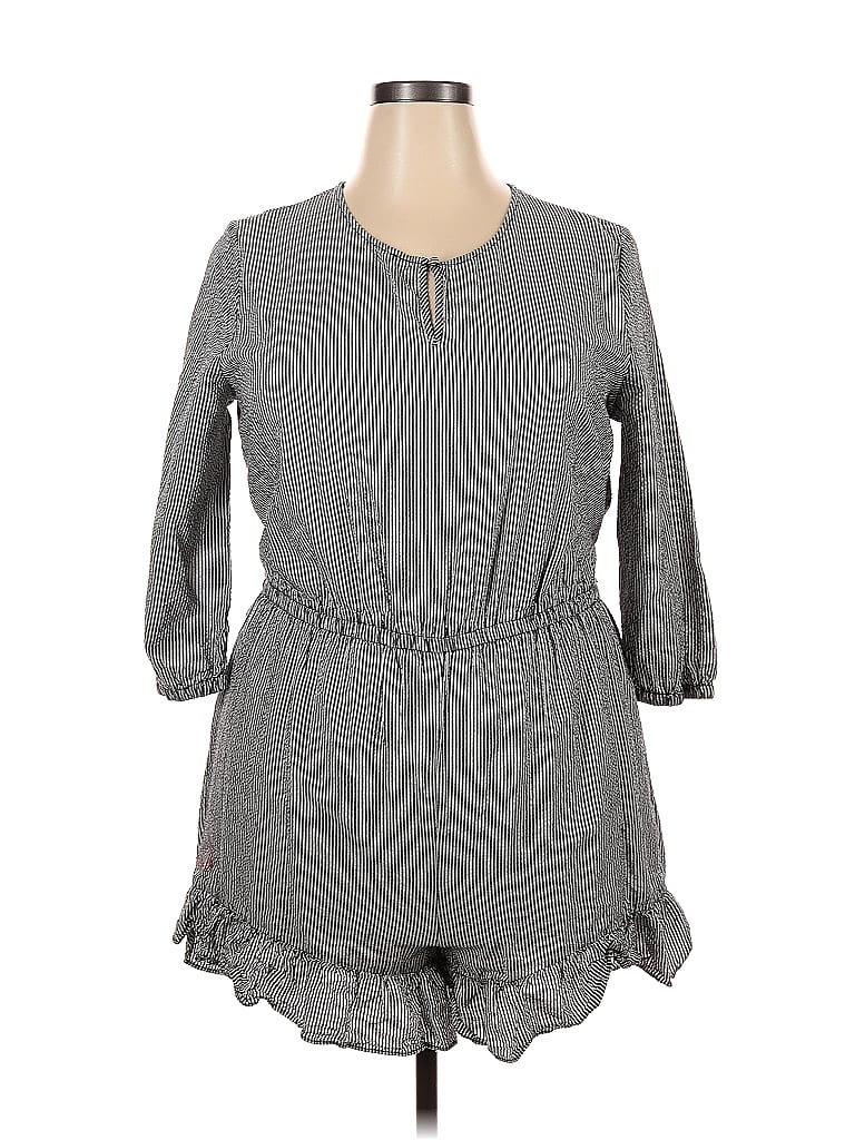 Who What Wear Houndstooth Jacquard Marled Solid Checkered-gingham Tweed Chevron-herringbone Hearts Chevron Gray Romper Size 2X (Plus) - photo 1