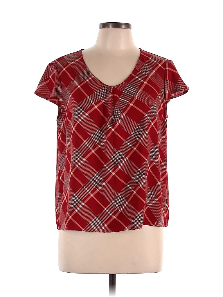 Liz Claiborne 100% Polyester Red Short Sleeve Blouse Size L - photo 1