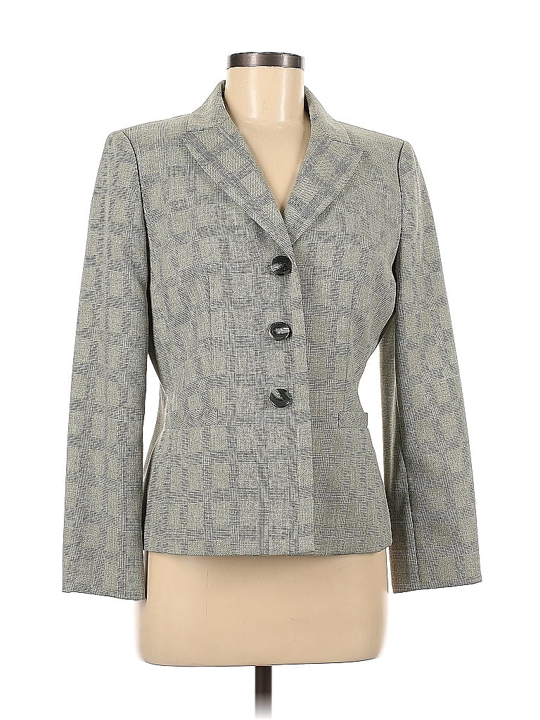 Le Suit 100% Polyester Houndstooth Tweed Gray Blazer Size 8 (Petite) - photo 1