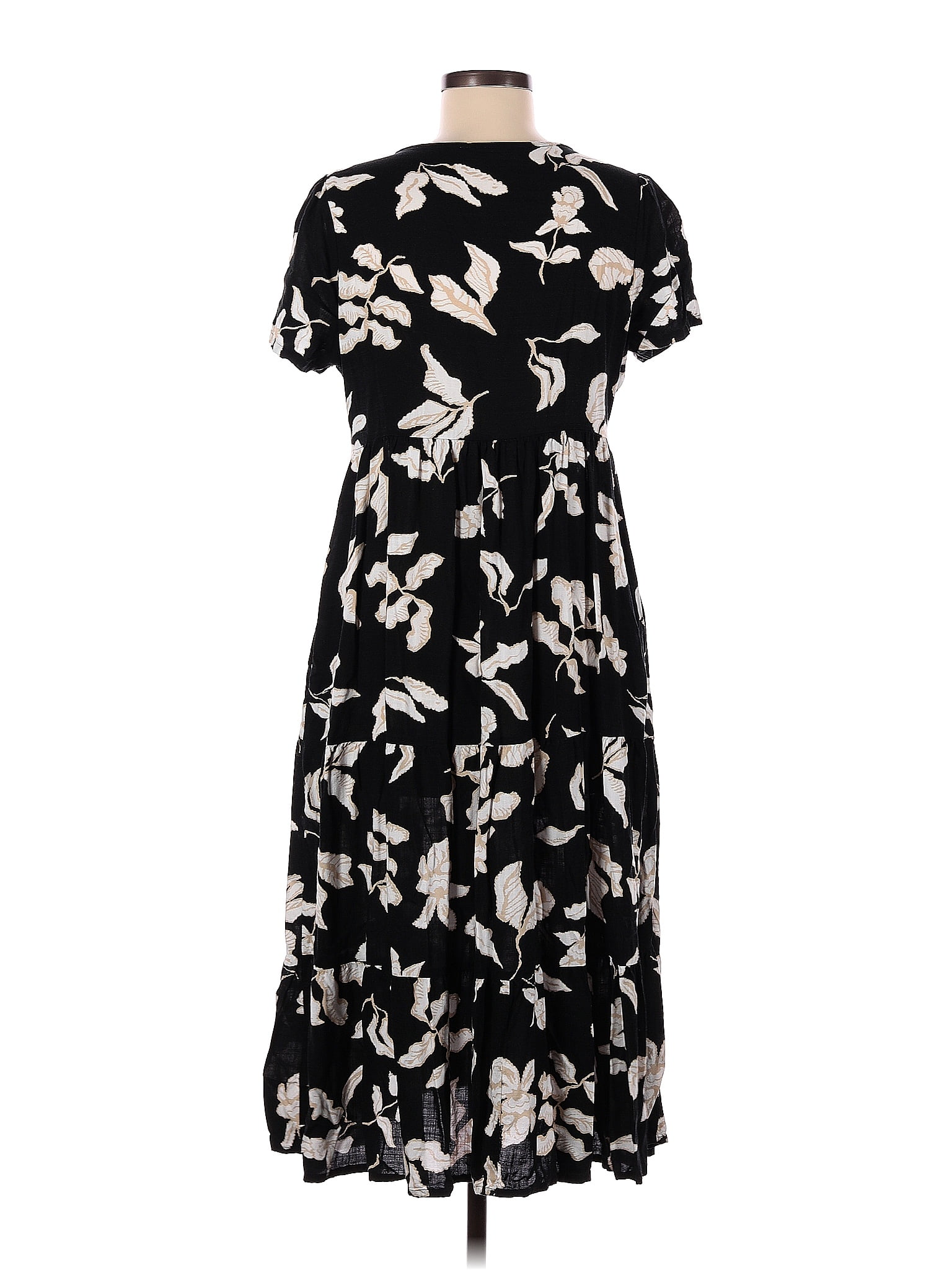 Sonoma Goods for Life 100% Rayon Floral Black Casual Dress Size M - 56% off