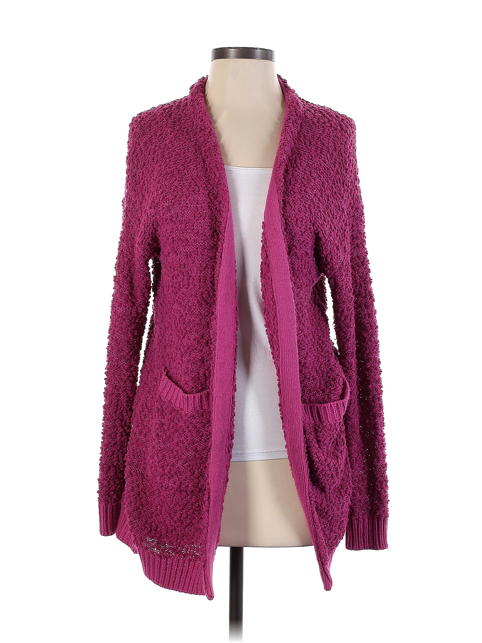 the pulse boutique 100% Polyester Color Block Solid Pink Cardigan