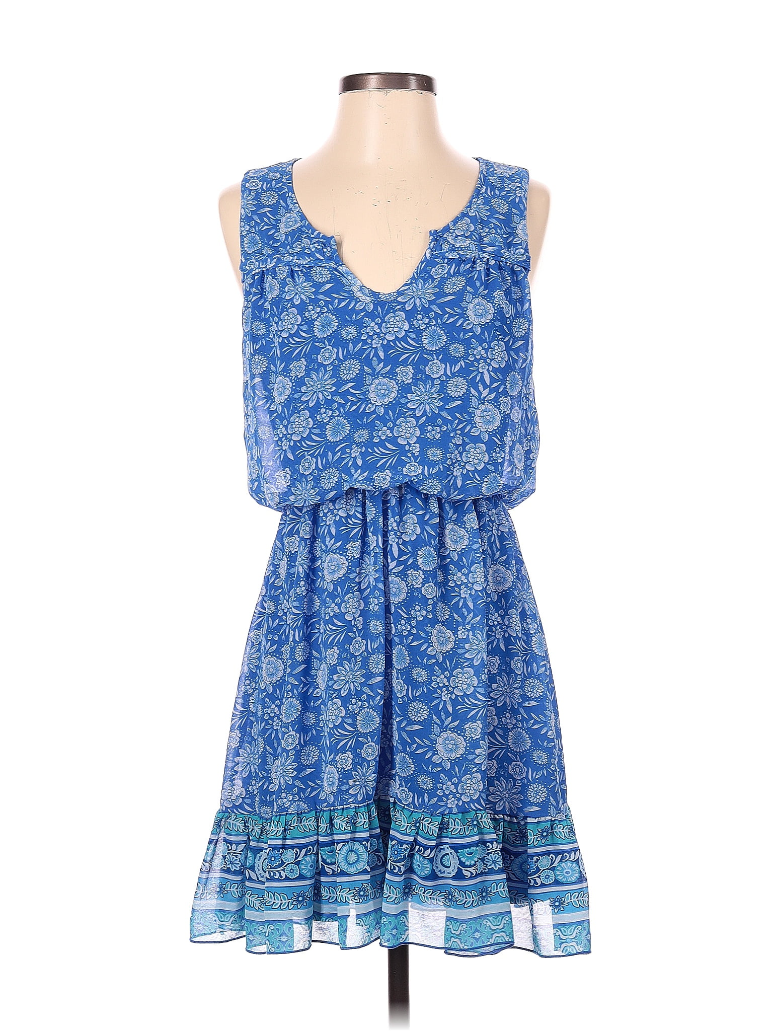 Lily Rose 100 Polyester Floral Blue Casual Dress Size S 50 Off