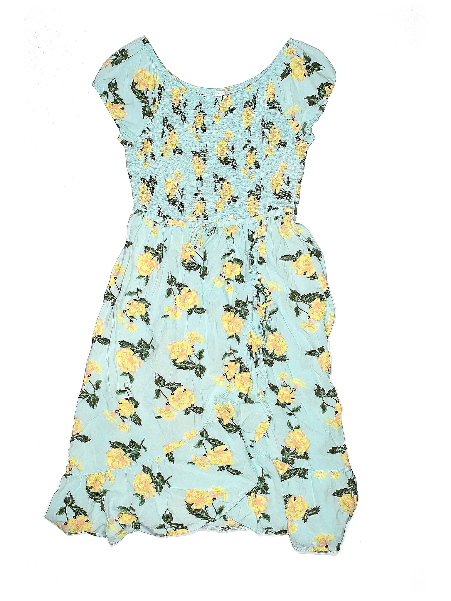 Robe Justice - Taille 7 - Blanc, Noir, Jaune à Fleurs - Coton - Occasion Très Bon état