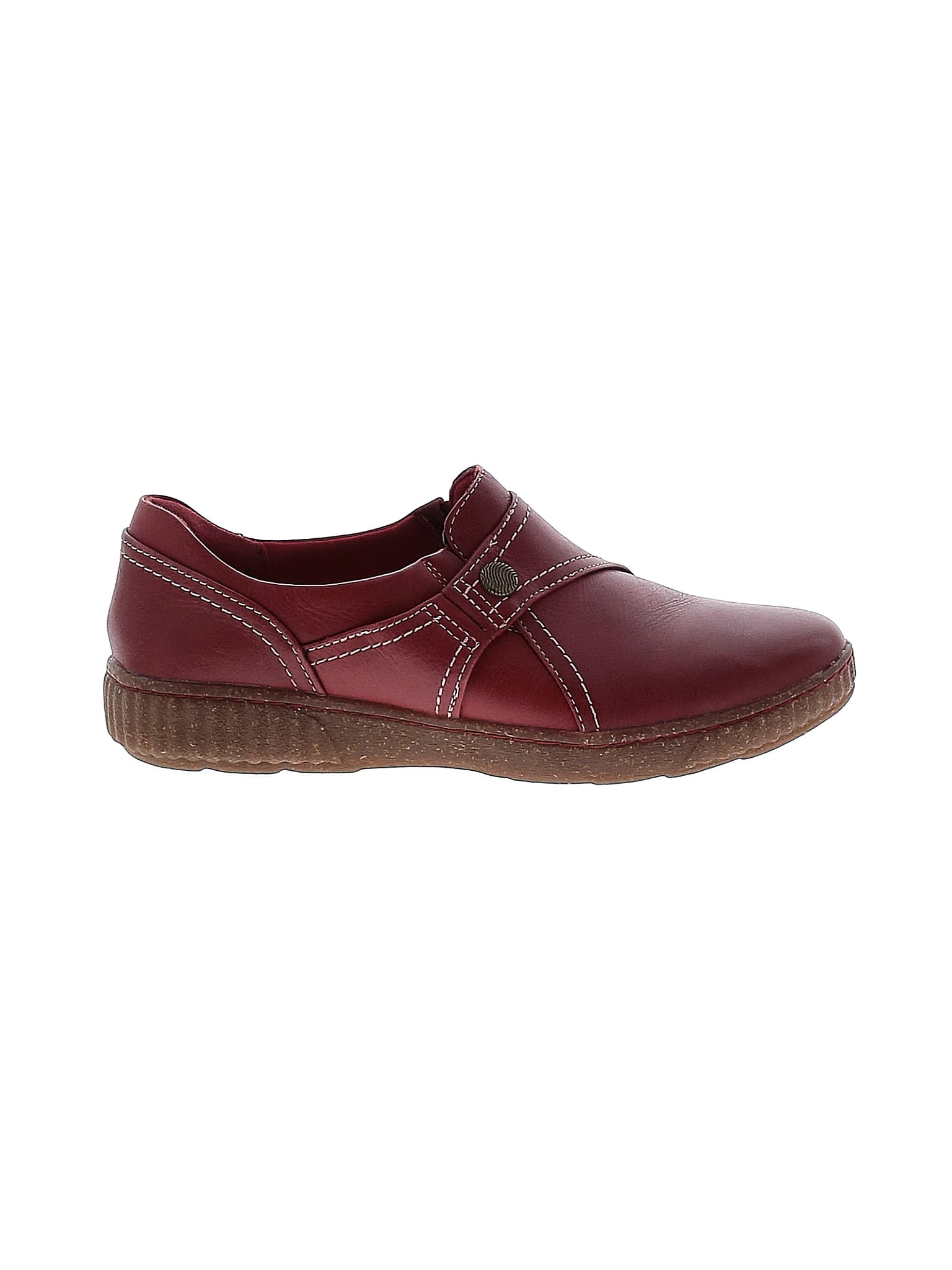 Clarks Solid Maroon Burgundy Flats Size 10 - 70% off | ThredUp