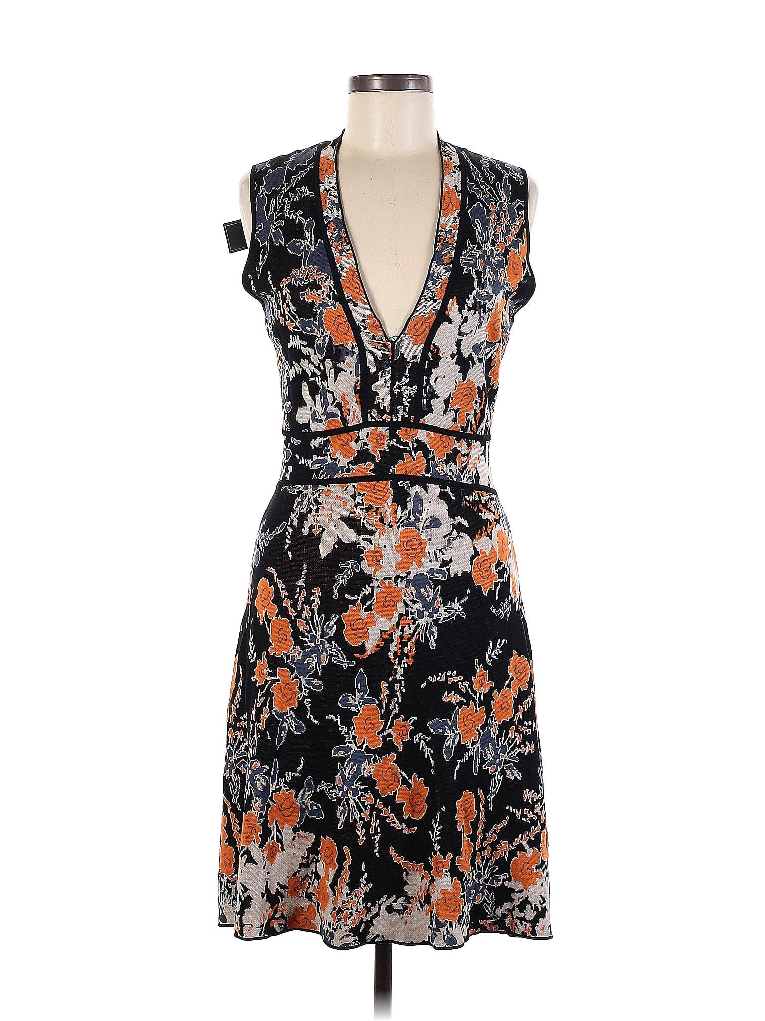 BCBGMAXAZRIA Floral Multi Color Orange Casual Dress Size L 79