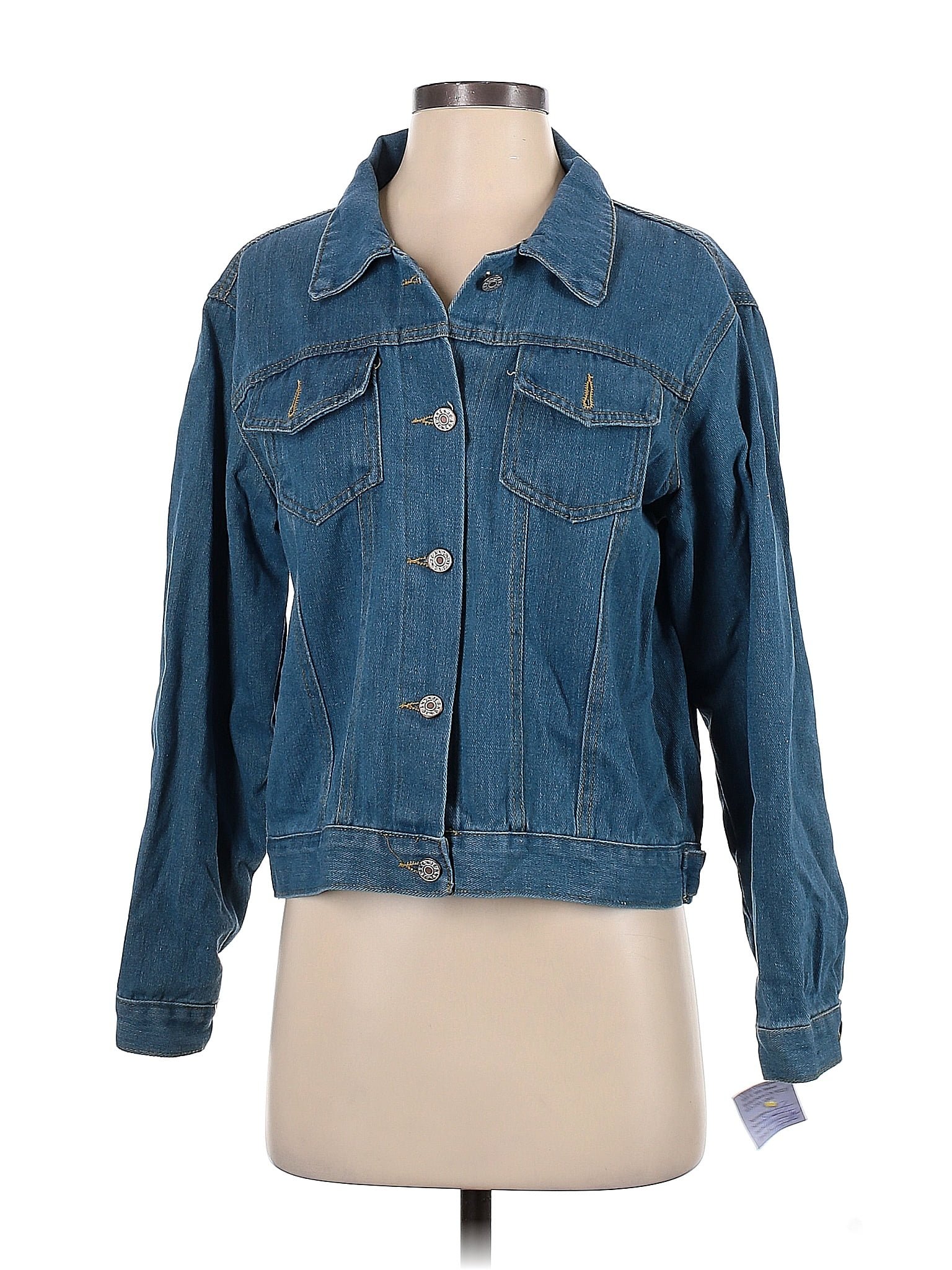 Unbranded Solid Blue Denim Jacket Size S - 60% Off | ThredUp