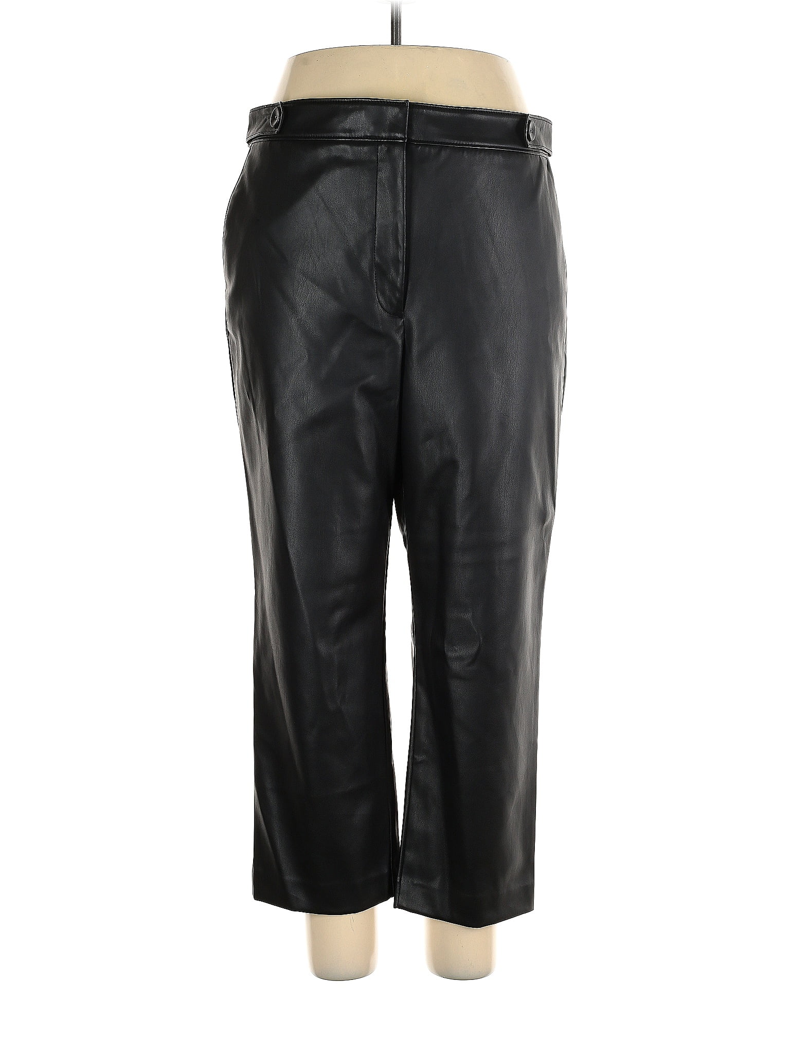 Simply Vera Vera Wang Solid Black Faux Leather Pants Size XL - 72% off