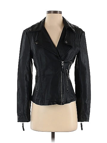 max studio black leather jacket