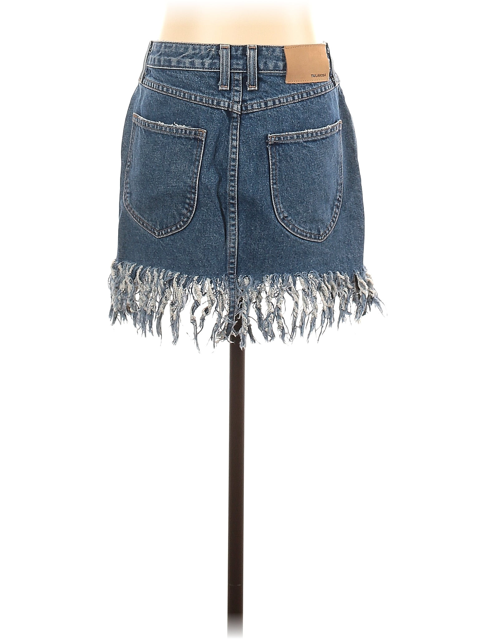 Tularosa 100% Cotton Solid Blue Denim Skirt 25 Waist - 76% off