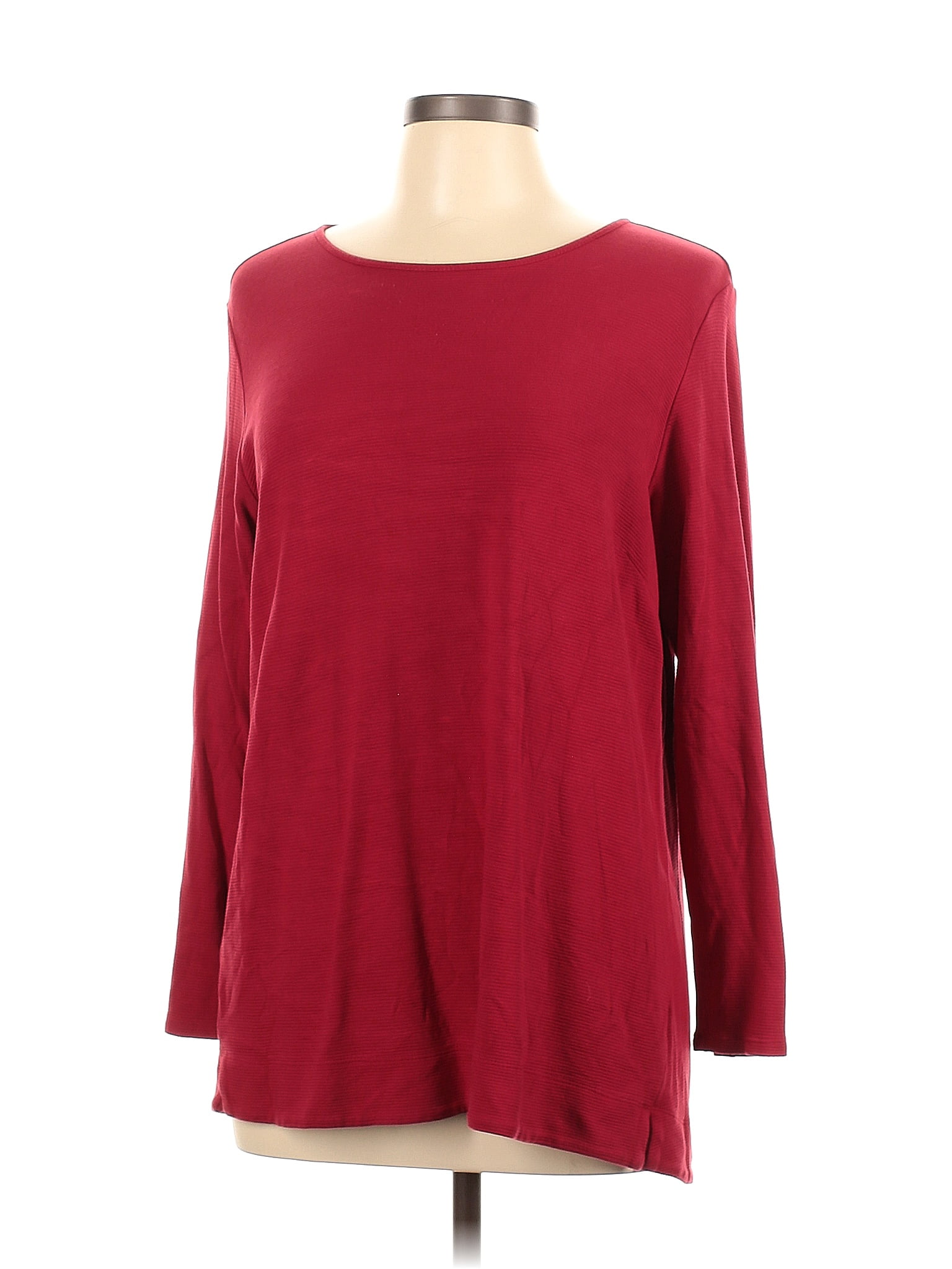 J.Jill 100% Cotton Solid Red Burgundy Long Sleeve Top Size 2X