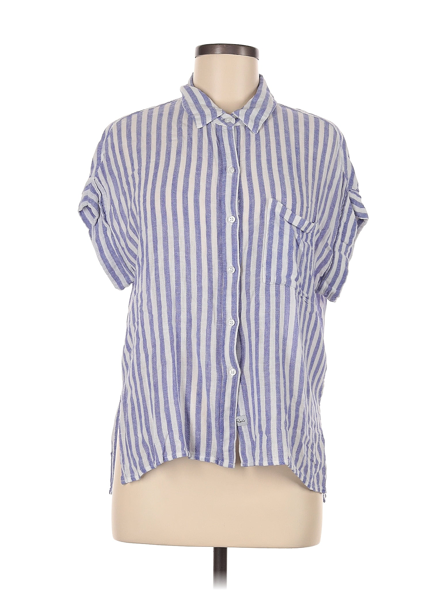 Rails Stripes Blue Short Sleeve ButtonDown Shirt Size M 75 off