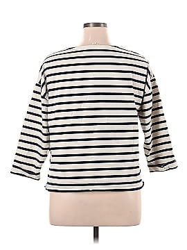 Boden Womens US 10 T Shirt Long Sleeve Striped Blue Gray Top
