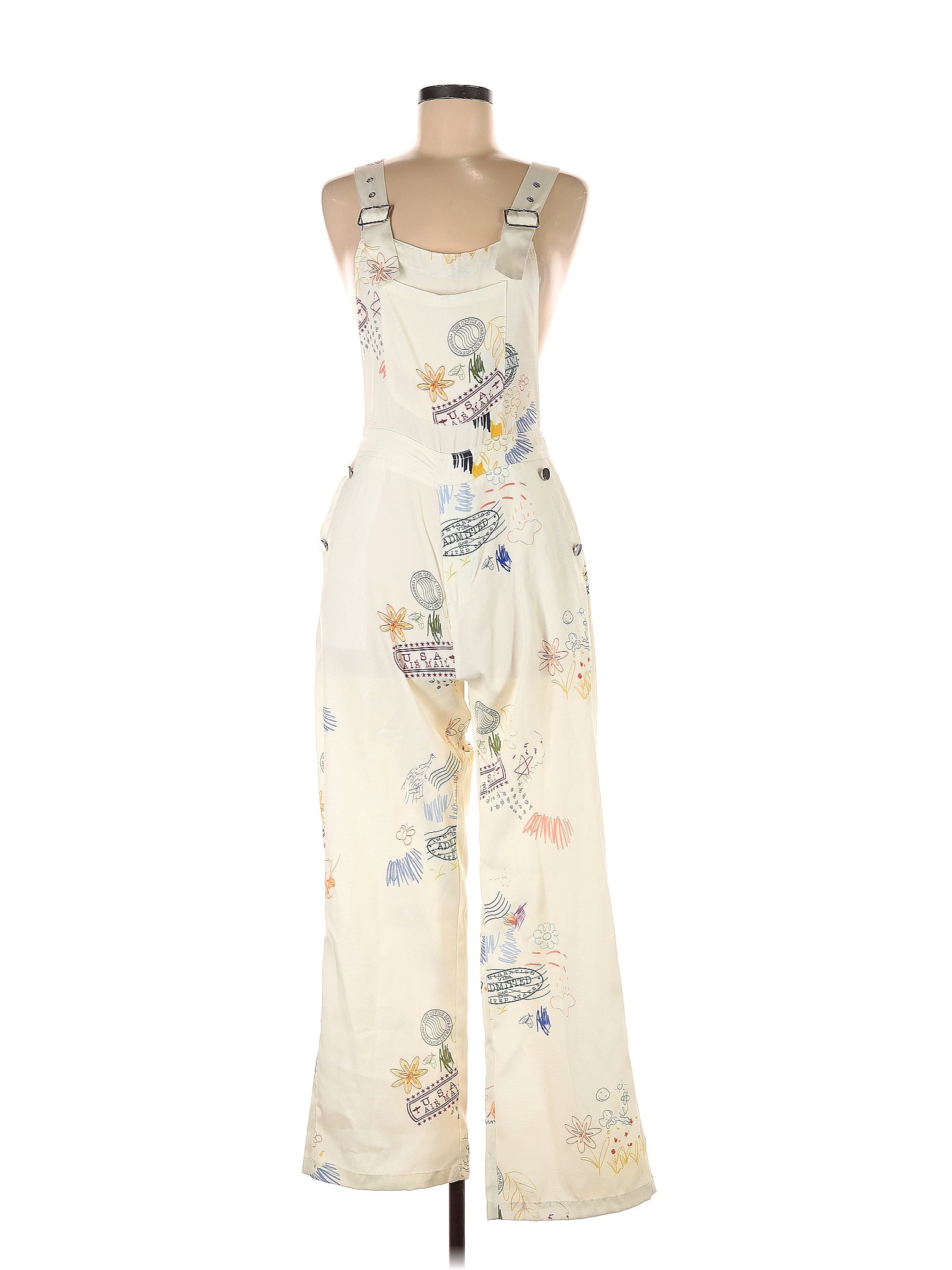 Cider Floral Ivory Overalls Size M 39 off ThredUp