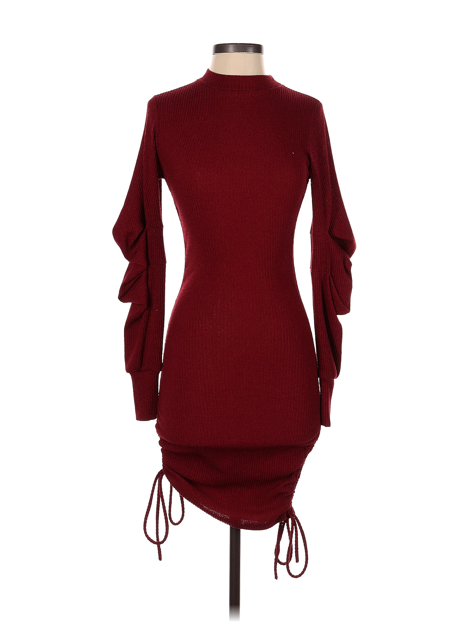 Fashion Nova Solid Maroon Burgundy Casual Dress Size S 44 Off Thredup