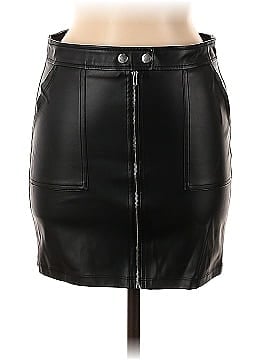 Chocolate Faux Leather Skirt (view 1)
