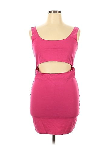 Garage Solid Pink Casual Dress Size XL - 55% off