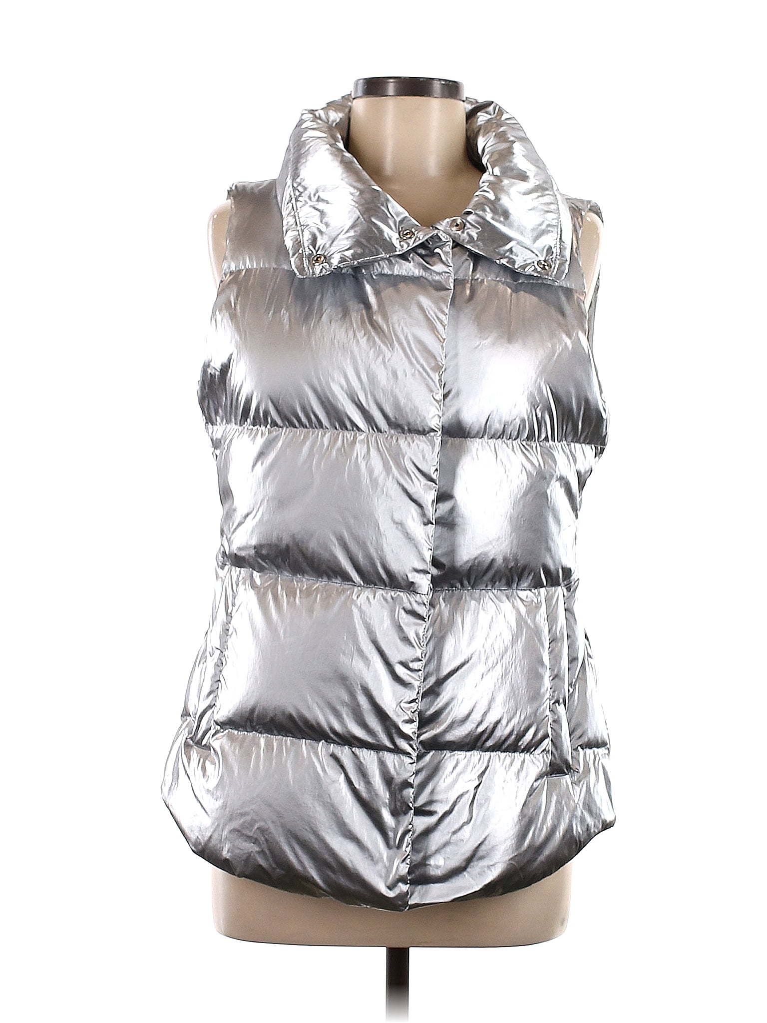 Athleta 100 Nylon Solid Metallic Silver Vest Size M 75 off ThredUp