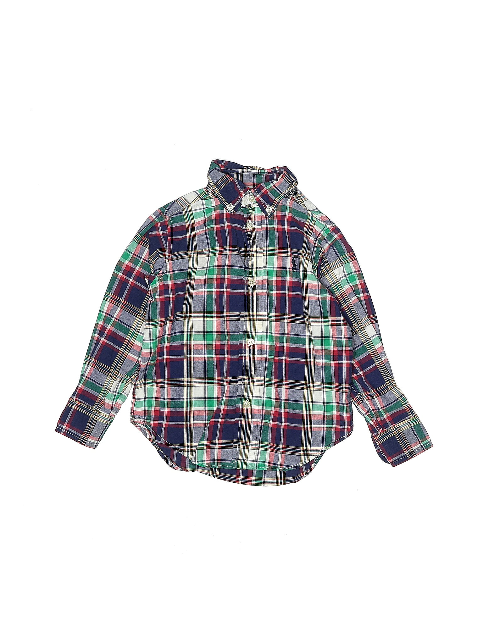 Ralph Lauren 100% Cotton Plaid Green Long Sleeve Button-Down Shirt