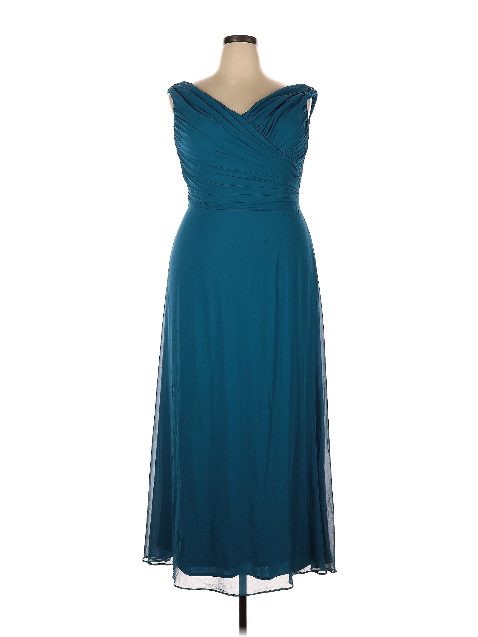 After Six 100 Polyester Solid Teal Cocktail Dress Size 18 (Plus) 54