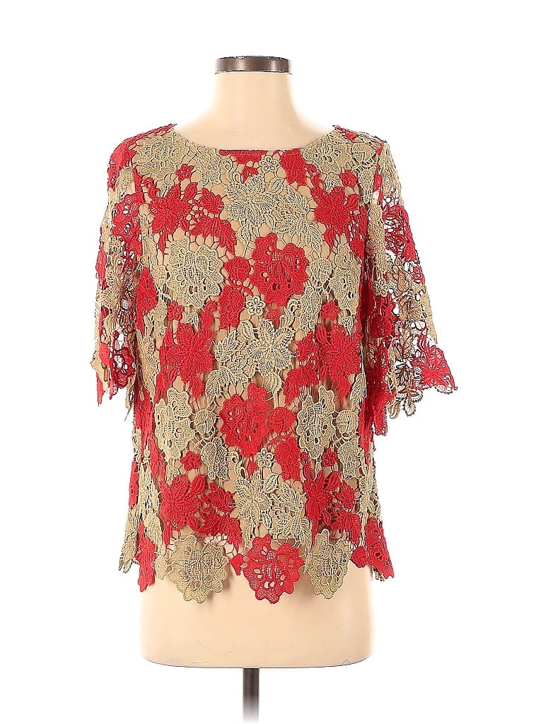 Chico's 100% Polyester Red Short Sleeve Blouse Size Sm (0) - photo 1