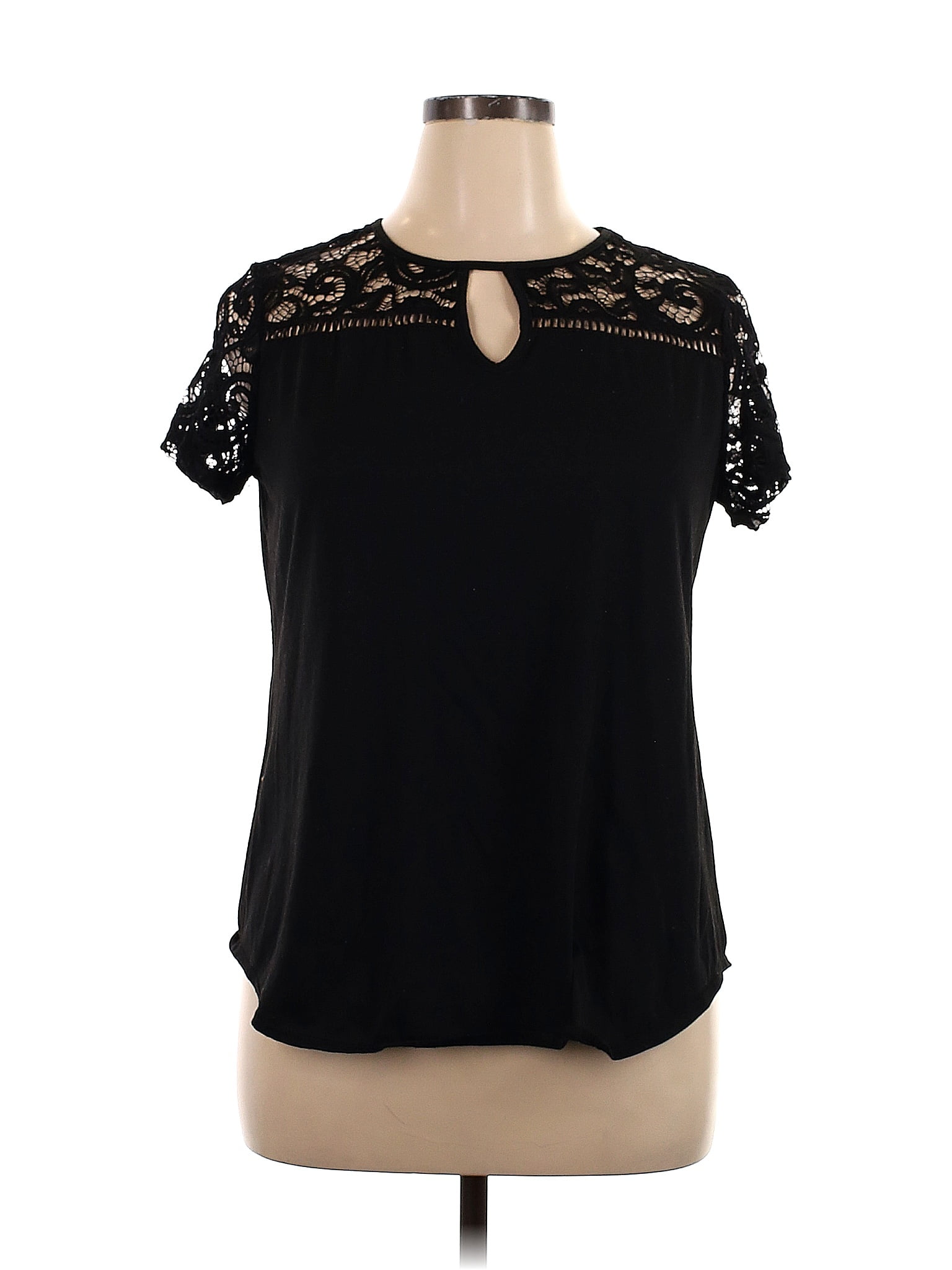 Perseption Concept Black Short Sleeve Blouse Size XL - 36% off | ThredUp