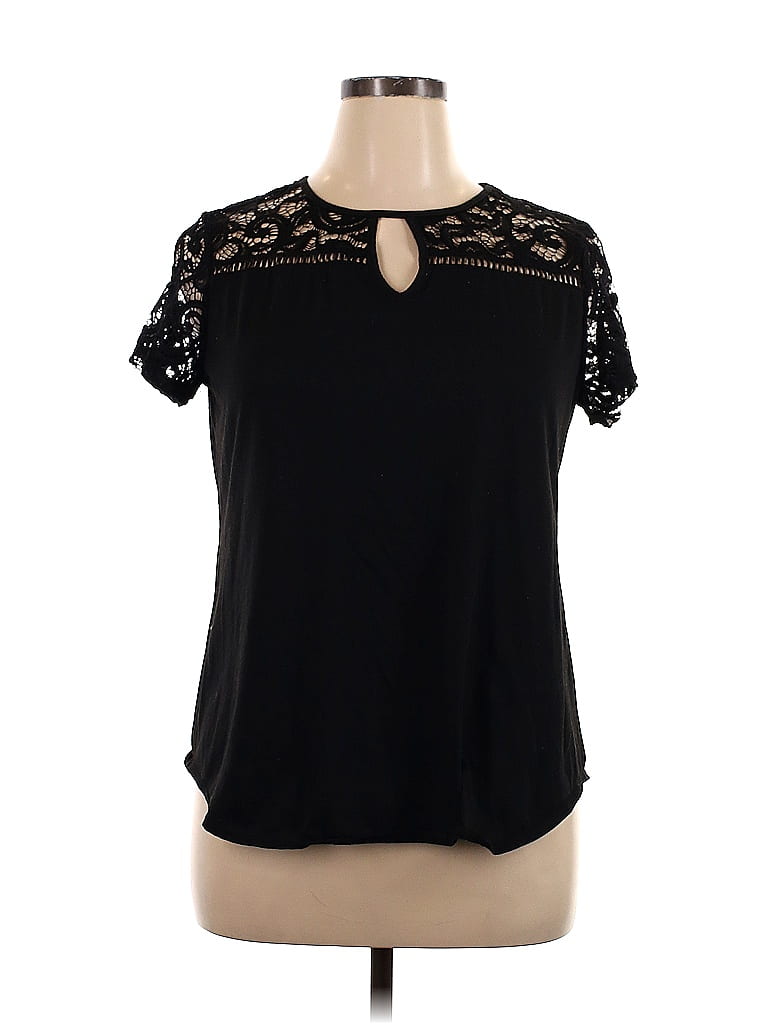 Perseption Concept Black Short Sleeve Blouse Size XL - 36% off | ThredUp