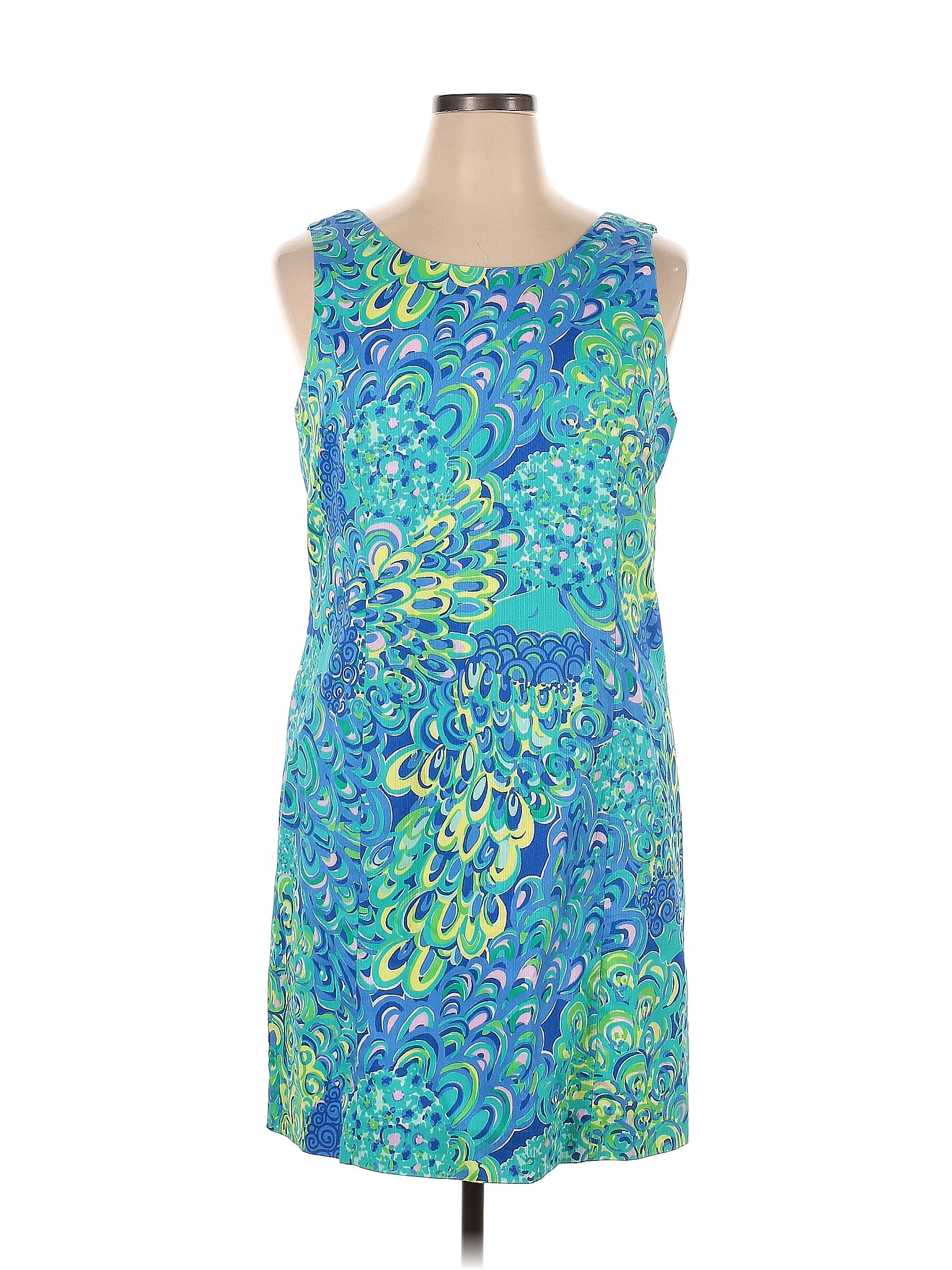 Lilly Pulitzer 100 Cotton Multi Color Blue Casual Dress Size 16 20