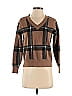Max Studio Plaid Grid Brown Pullover Sweater Size XS - photo 1