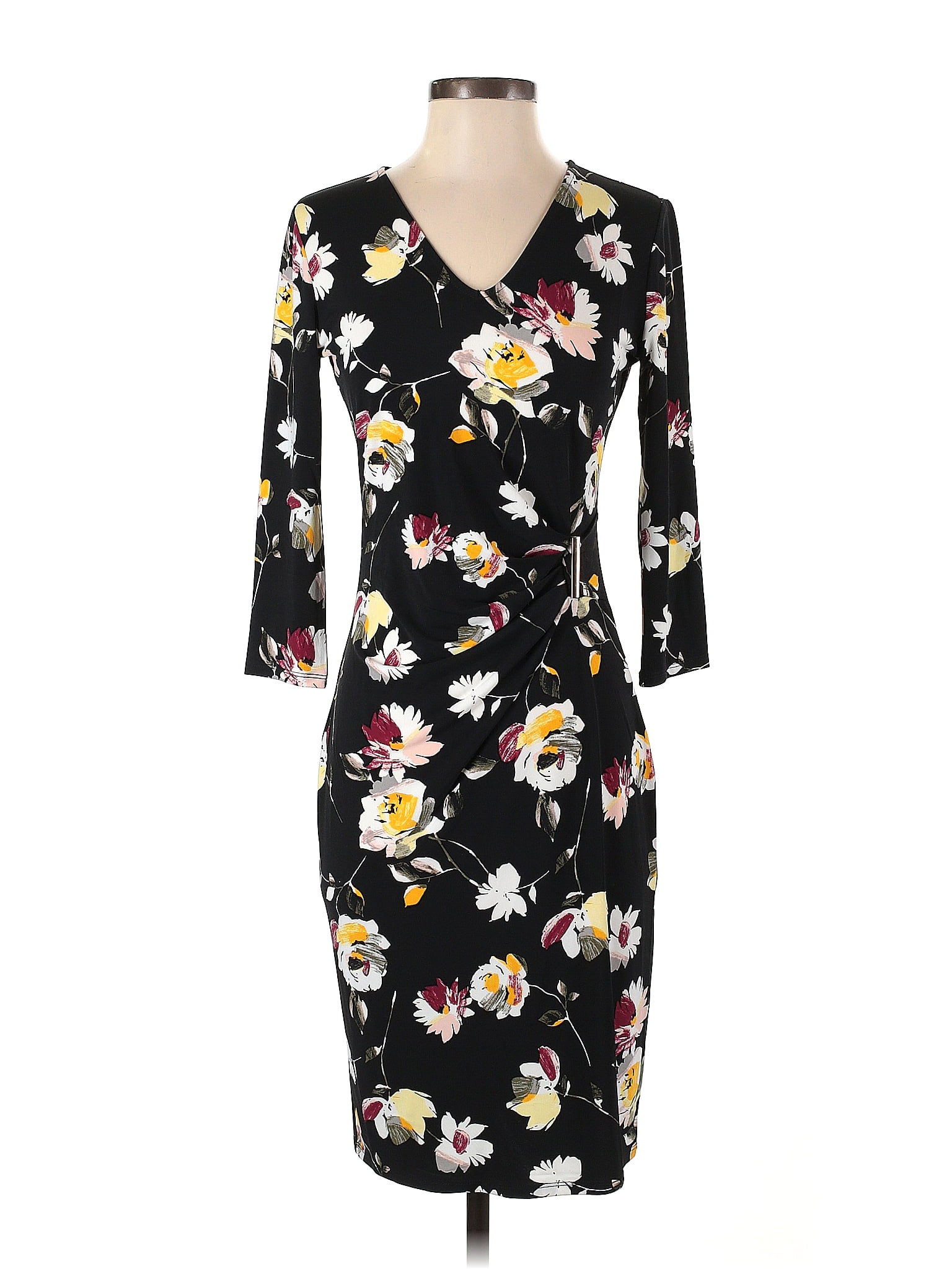 White House Black Market Floral Black Casual Dress Size 2 - 68% off