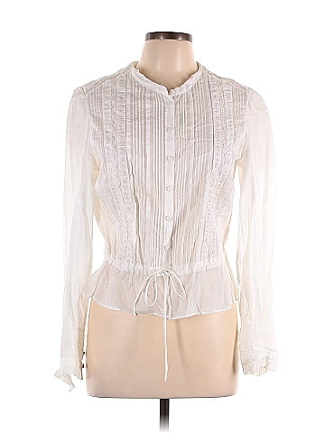 Chan Luu 100 Cotton White Ivory Long Sleeve Button Down Shirt