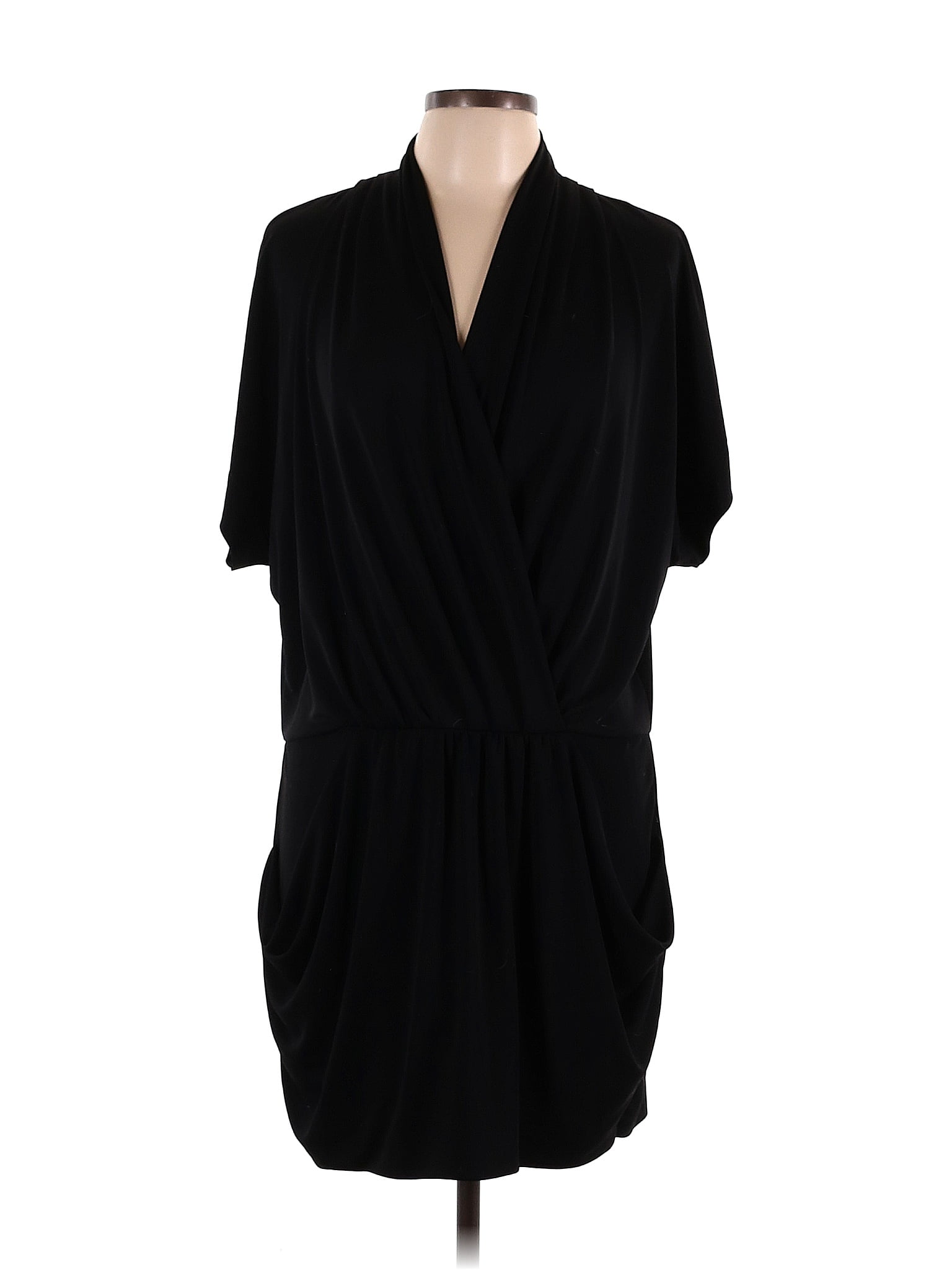 Rachel Rachel Roy 100 Polyester Solid Black Casual Dress Size L 76