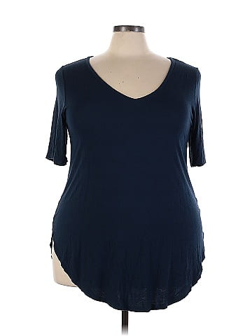 Torrid Solid Navy Blue Short Sleeve T-Shirt Size 3X Plus (3) (Plus