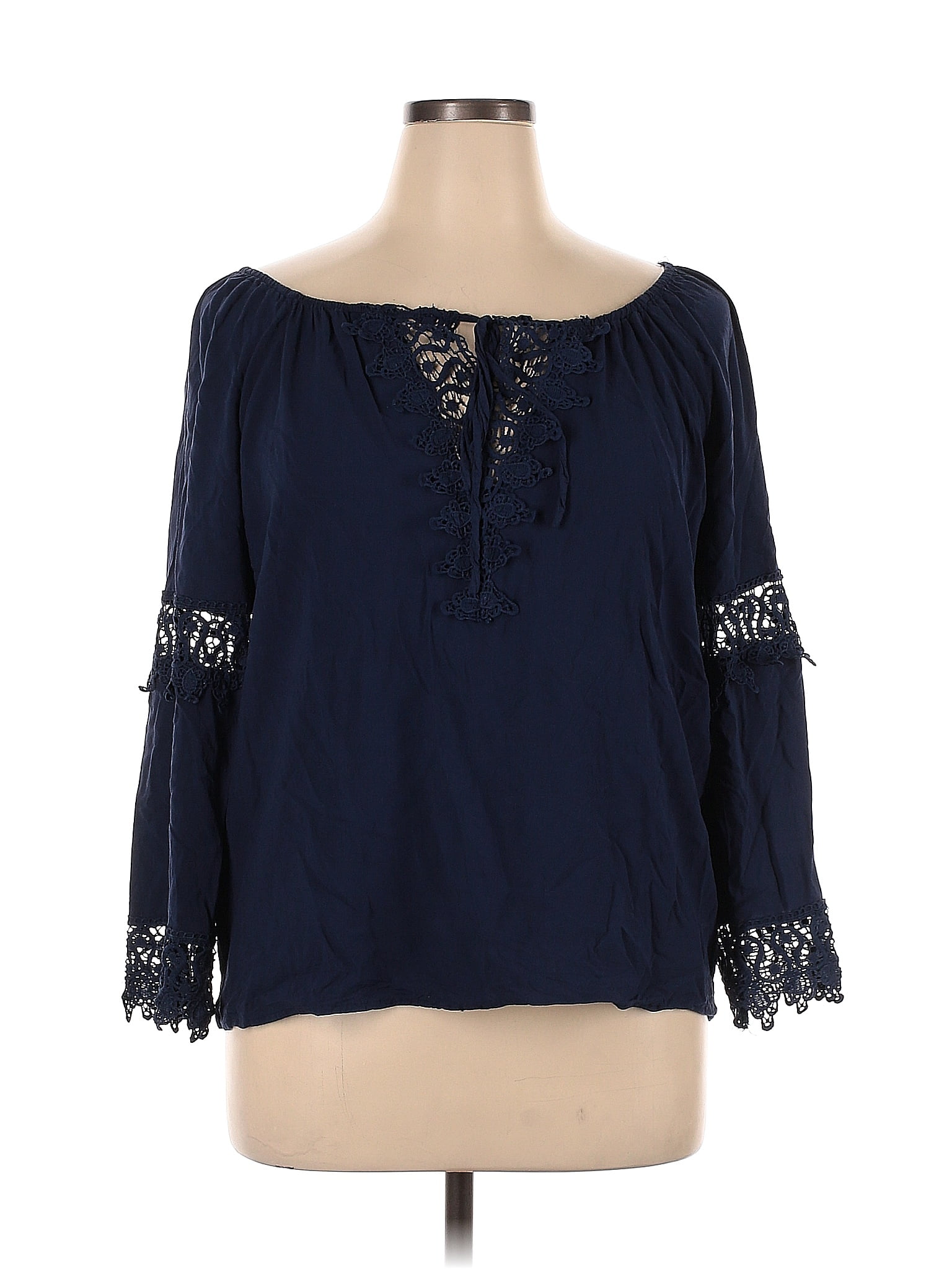 Sheilay Navy Blue Long Sleeve Blouse Size Xl 72 Off Thredup